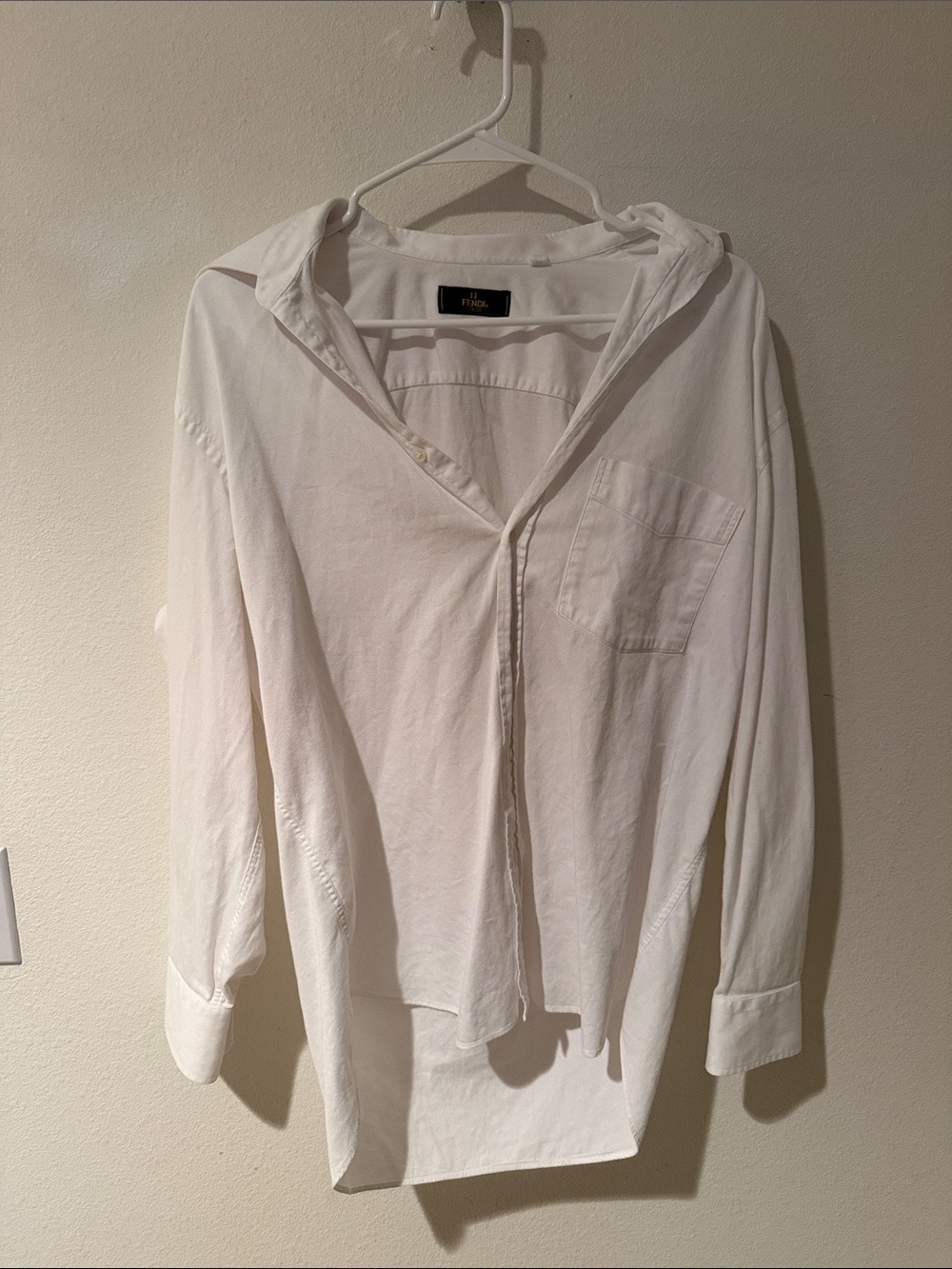 Fendi White Long-Sleeve Button-Down Shirt